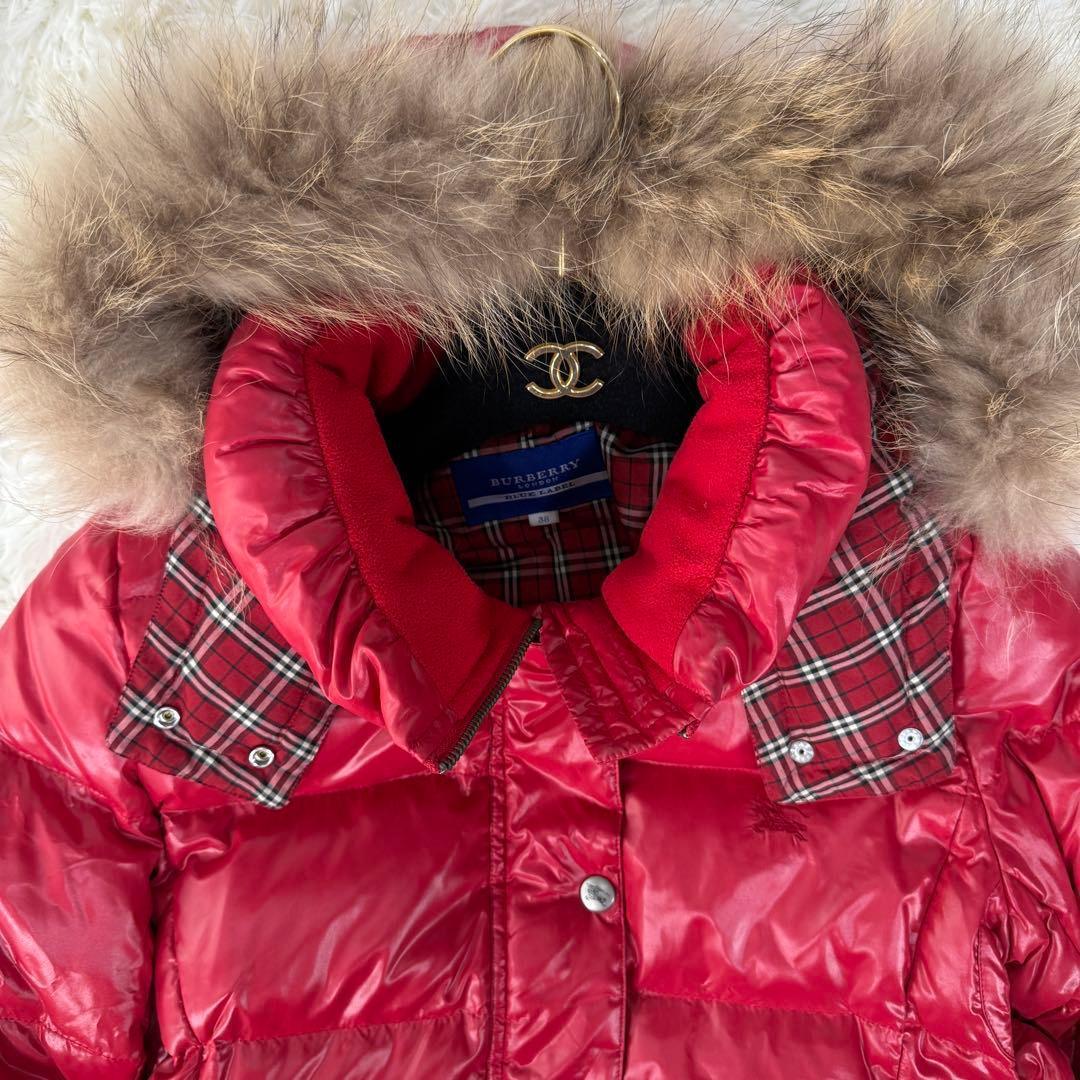 極美品 バーバリーブルーレーベル ノバチェック フレア Aライン ダウンJKT