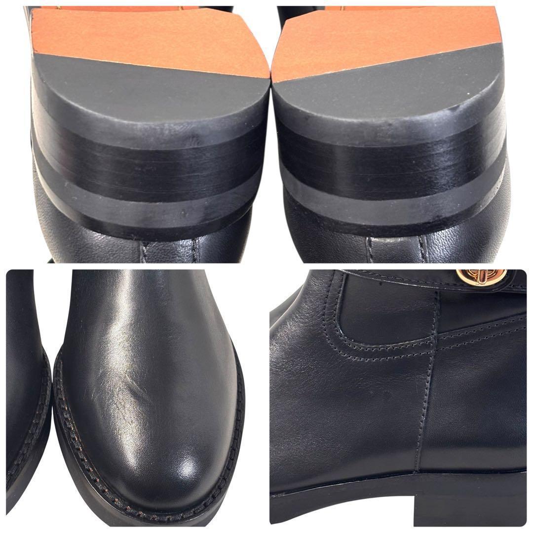 極美品 コーチ 36 23 レザー ロングブーツ ターンロック バイカラー