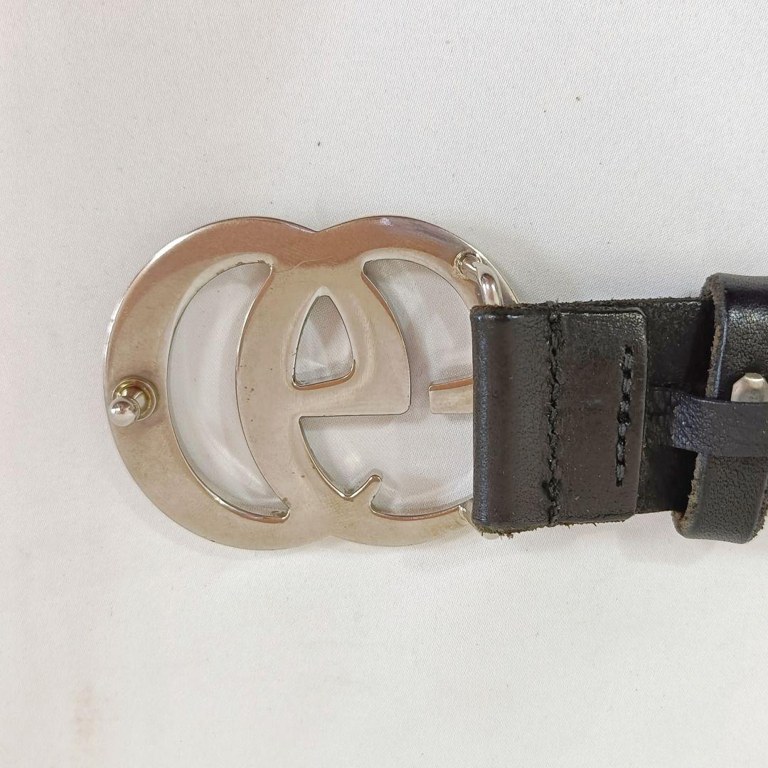 美品 正規品 GUCCI グッチ GG マーモント シルバー レザー ベルト 黒