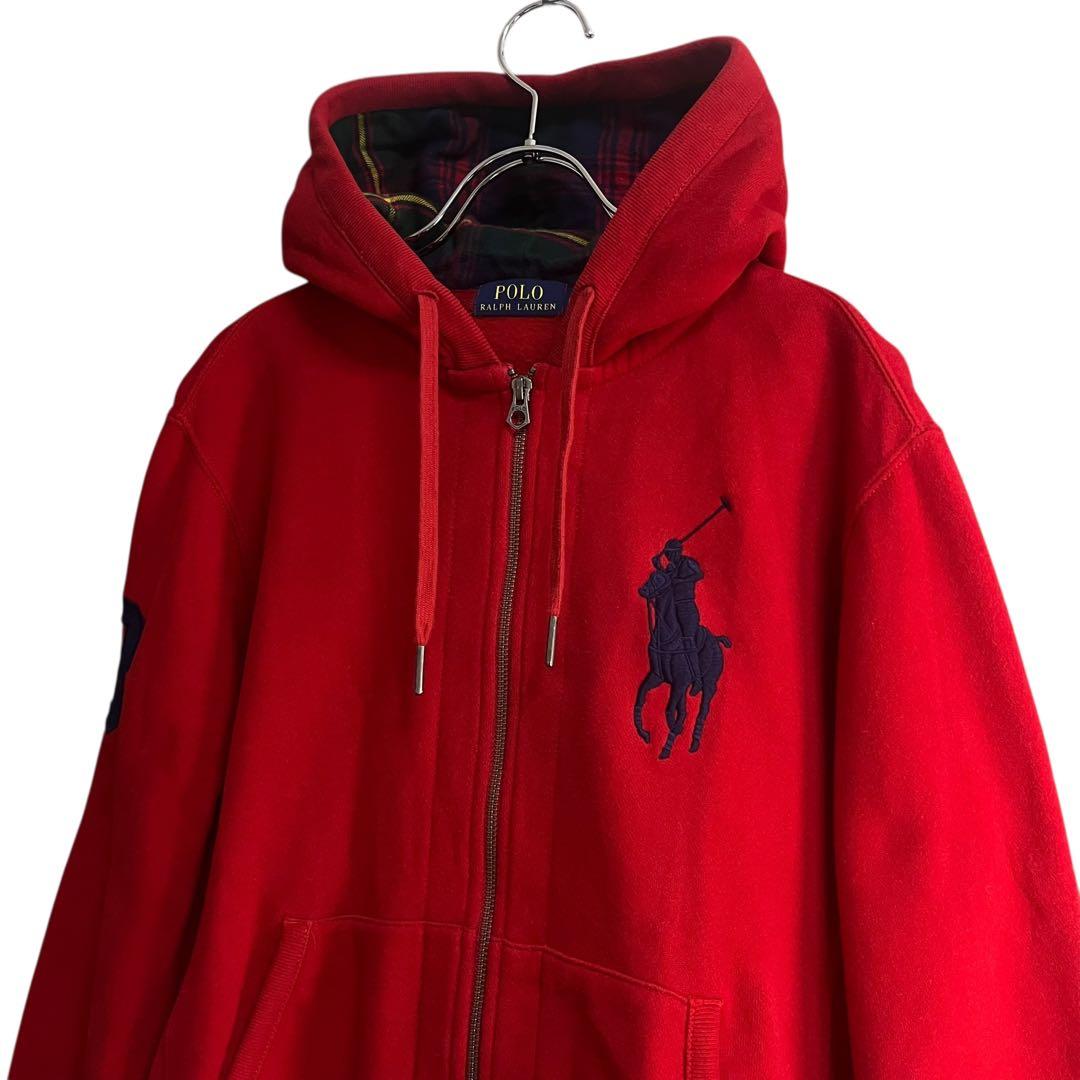 ポロラルフローレン ダブルジップパーカー ビッグポニー フルジップ レッド 美品