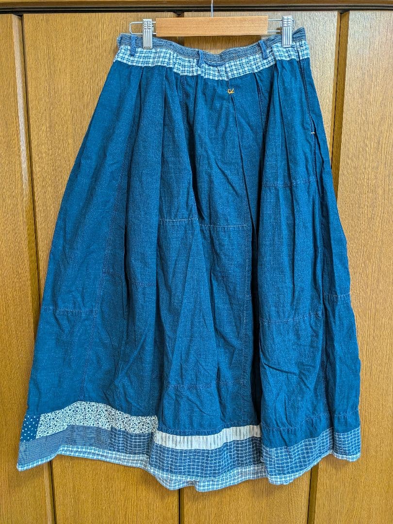 45R45rpm タペットのパッチワークスカート（インディゴ）