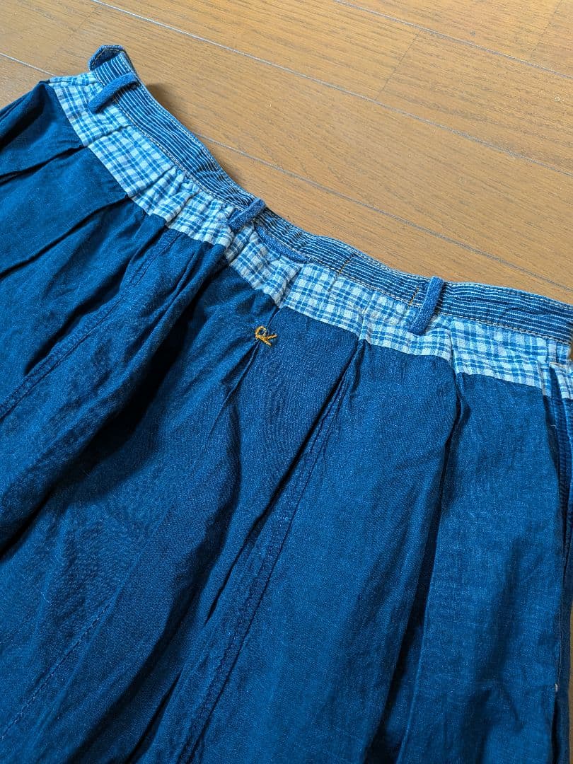 45R45rpm タペットのパッチワークスカート（インディゴ）