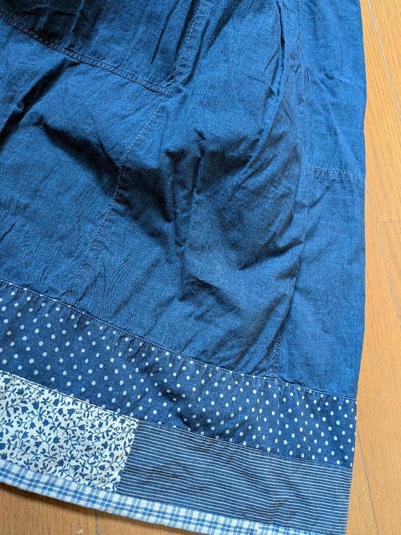 45R45rpm タペットのパッチワークスカート（インディゴ）