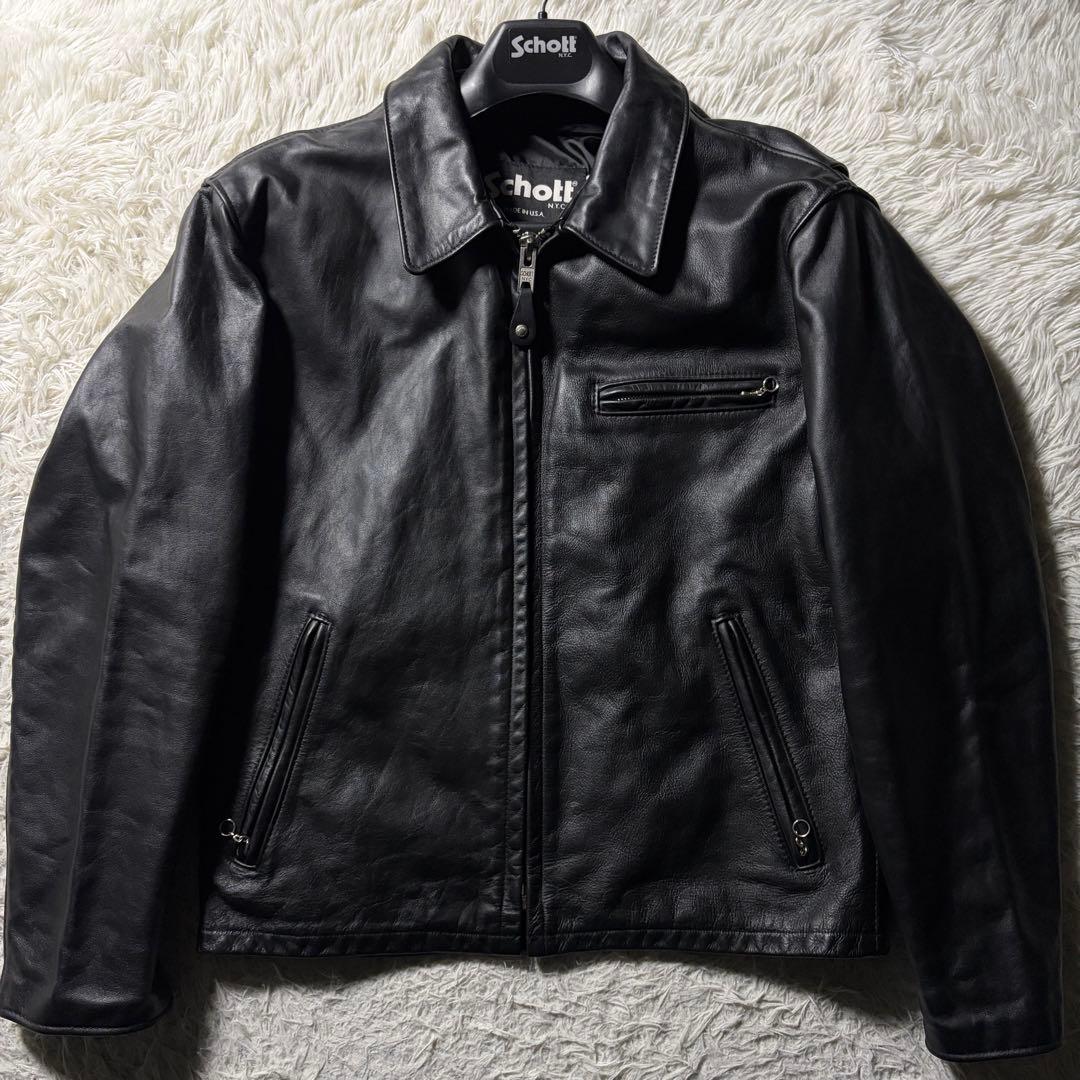 【米国製/現行】schott ライダースジャケット 643 本革　ブラック　42