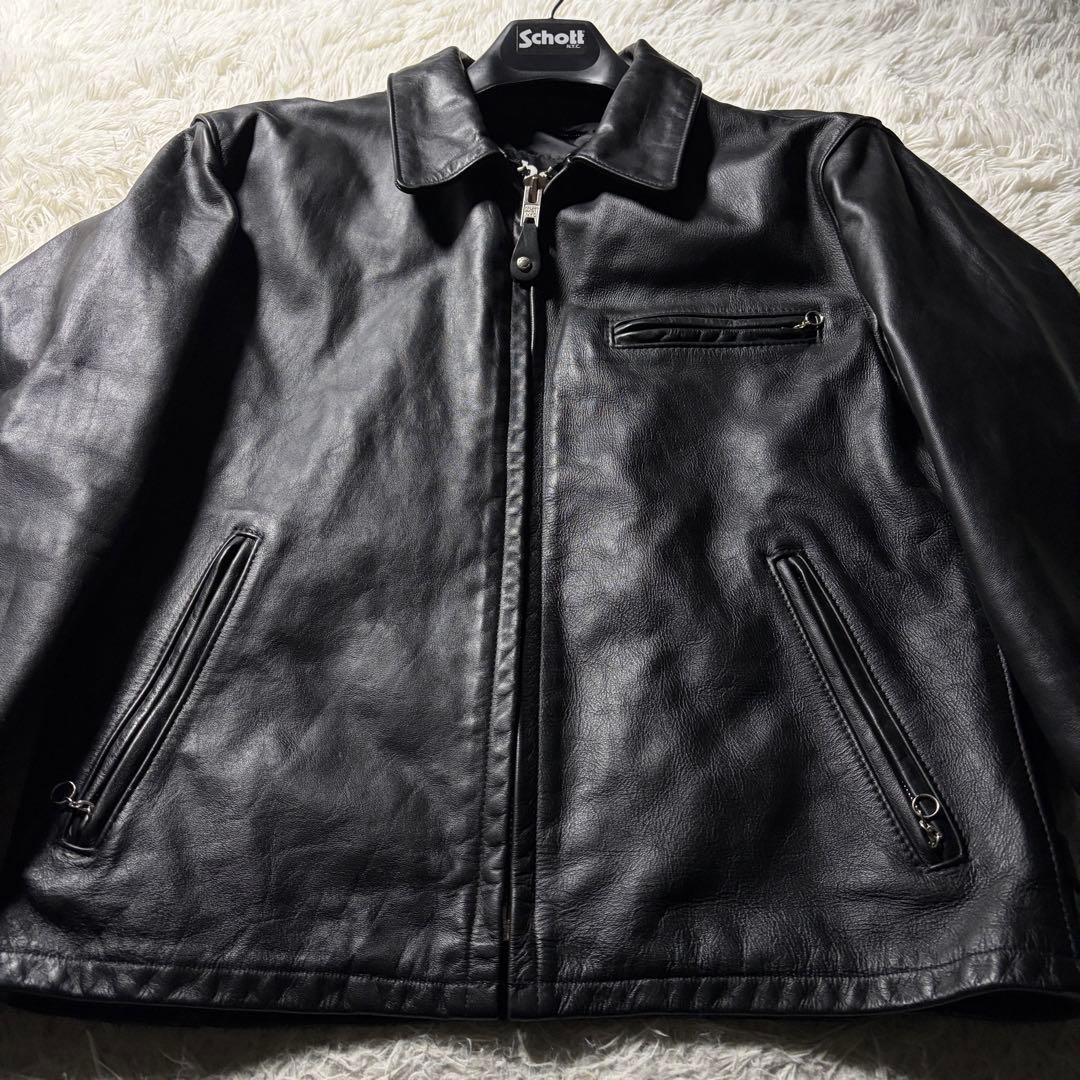 【米国製/現行】schott ライダースジャケット 643 本革　ブラック　42