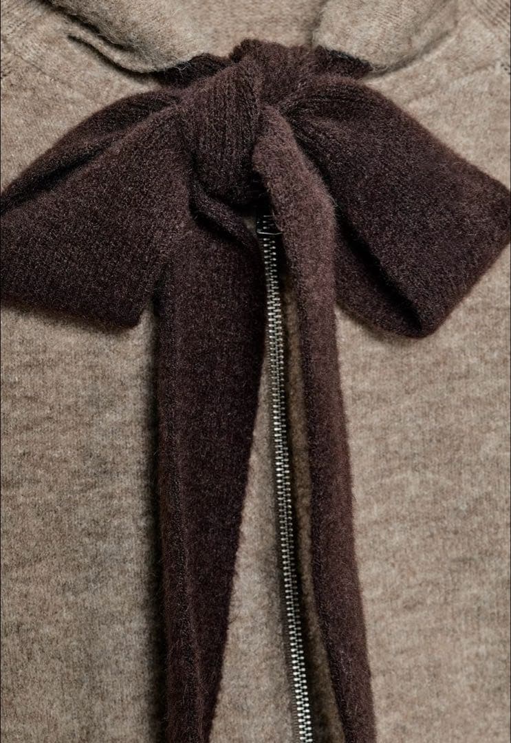 ZARA フード付きリボンニットカーディガン