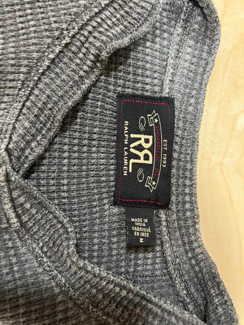 RRL ガーメントダイド ワッフルニット 長袖 ヘンリーネック