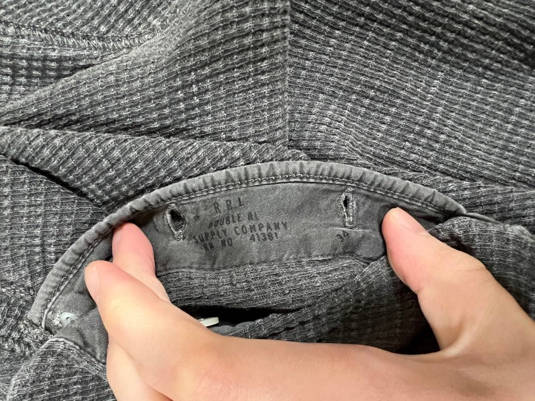 RRL ガーメントダイド ワッフルニット 長袖 ヘンリーネック