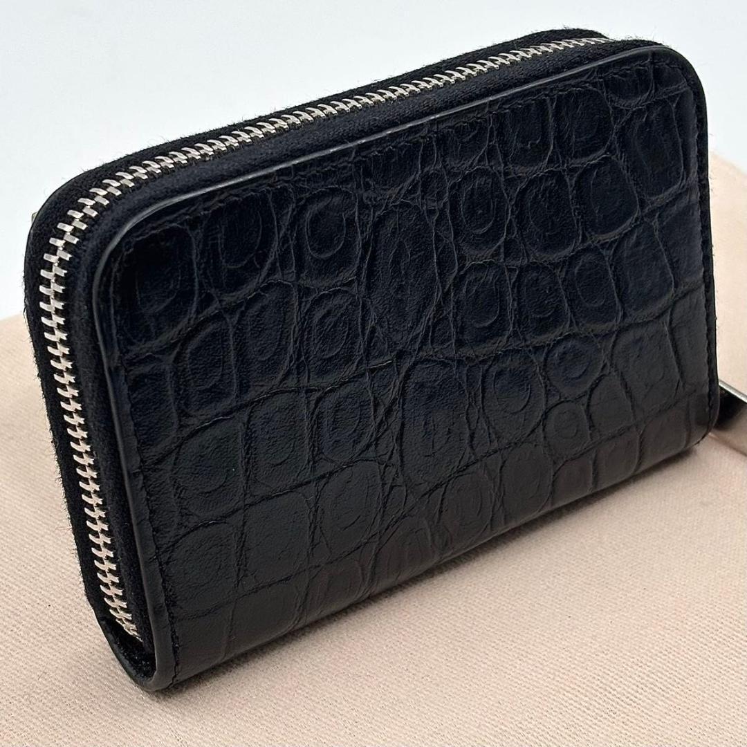サンローラン　ケース　クロコ　小銭入れ　ブラック　ロゴ　ファスナー　ジップ