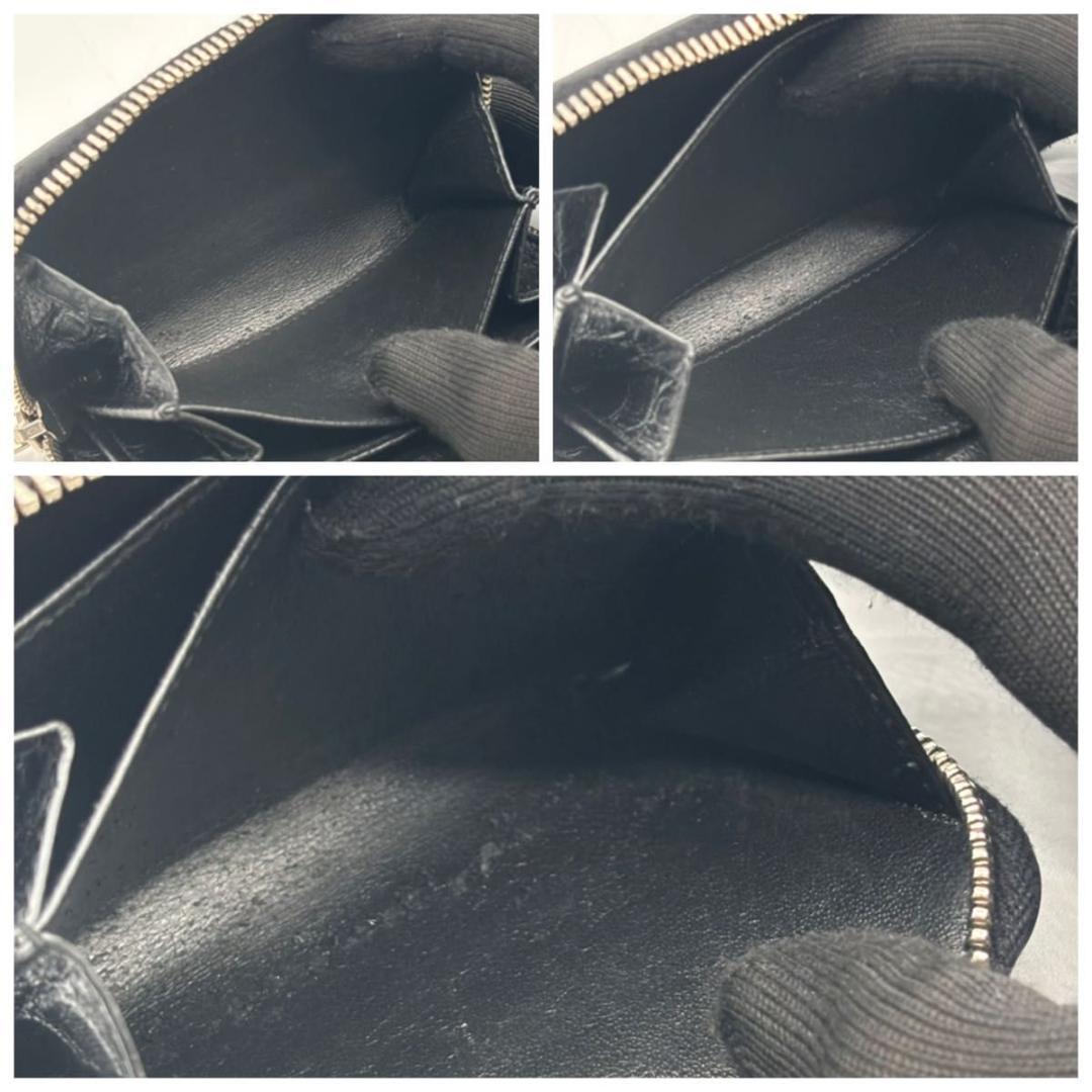 サンローラン　ケース　クロコ　小銭入れ　ブラック　ロゴ　ファスナー　ジップ