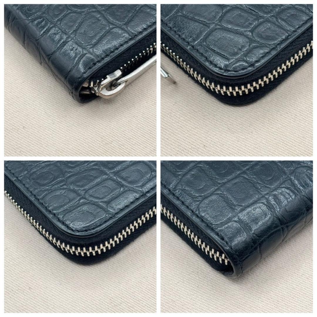 サンローラン　ケース　クロコ　小銭入れ　ブラック　ロゴ　ファスナー　ジップ