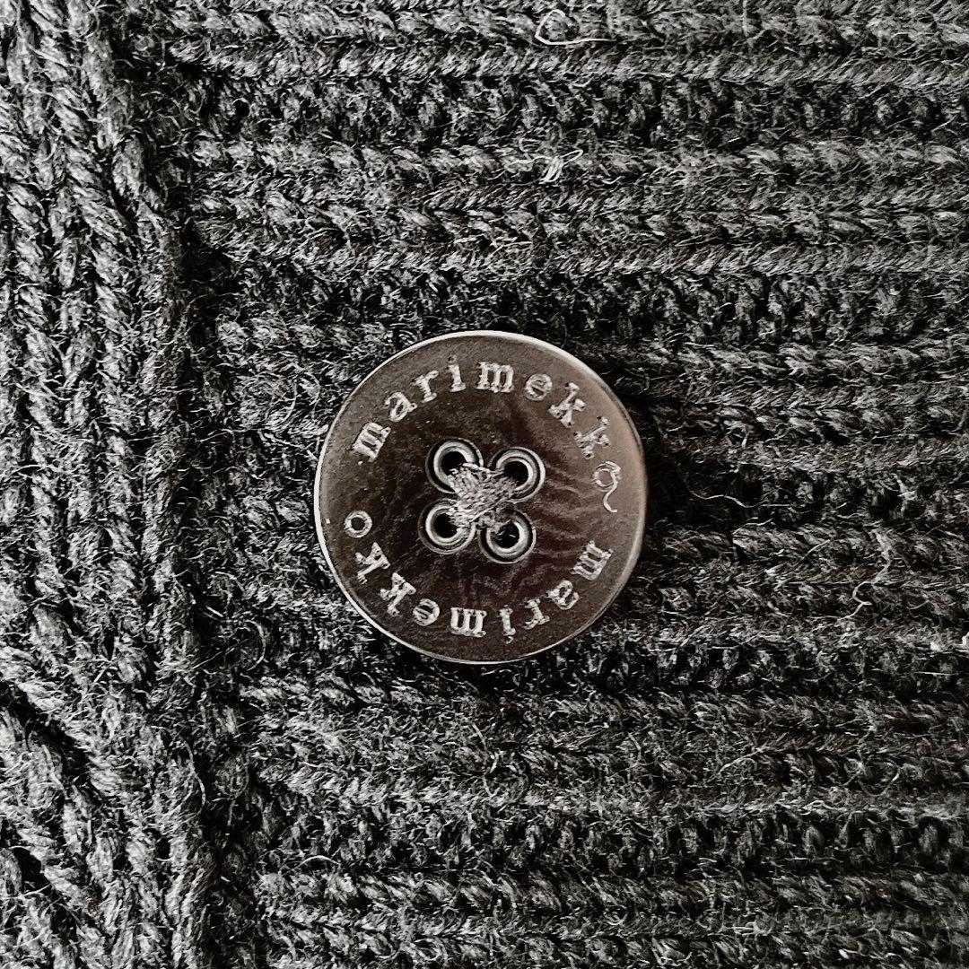 【美品】マリメッコ ウール100％ アランニットカーディガン黒フィッシャーマン黒