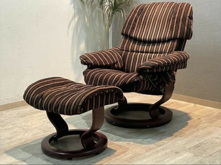 引き取り限定 エコーネス パーソナルチェアー 北欧家具 オットマン付き