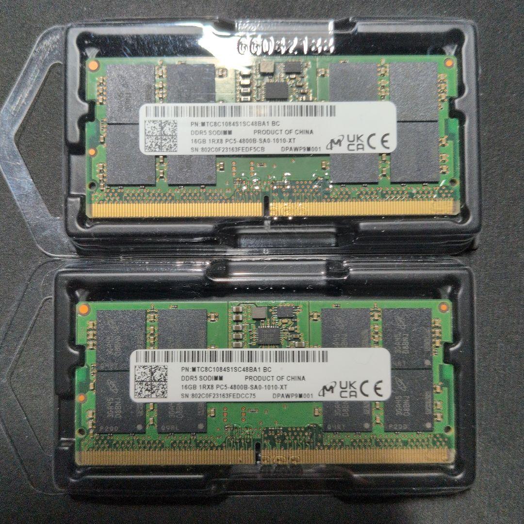 DDR5-4800 SODIMM 16GBx2枚 32GB ノート用メモリ