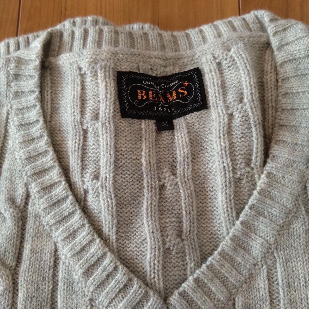 BEAMSプラス 100%Woolベスト サイズM ネイビー＆グレー