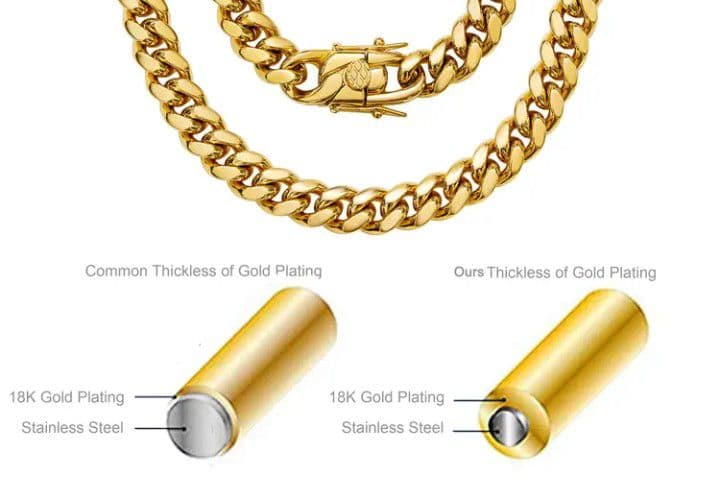 ゴールドネックレス マイアミ キューバン リンク チェーン 18K刻印あり