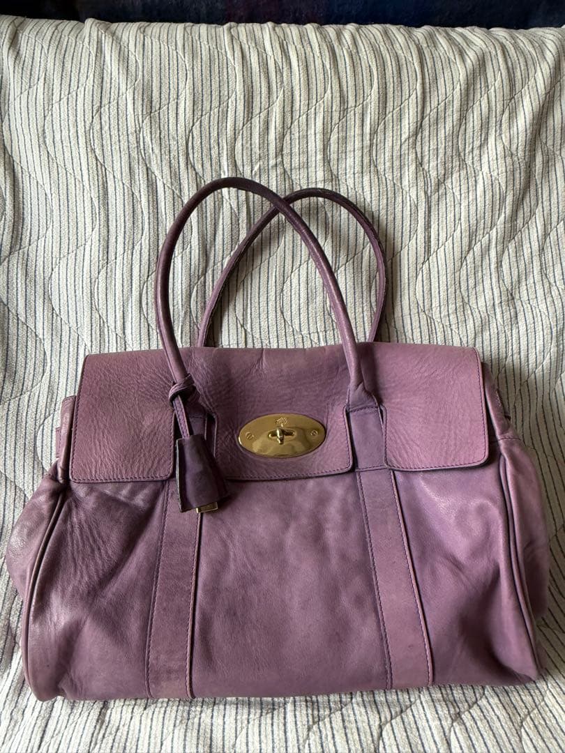 【*ん様 マルベリー　パープル レザー バッグ