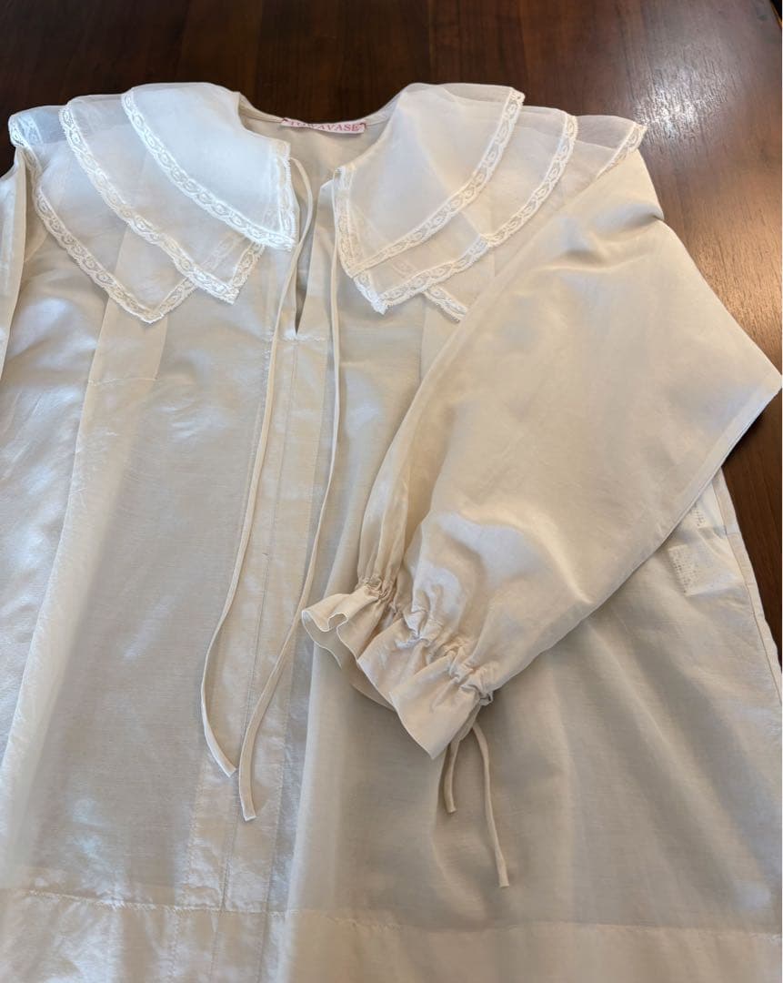 TOWAVASE シルクコットン 3重衿ブラウス/ ivory