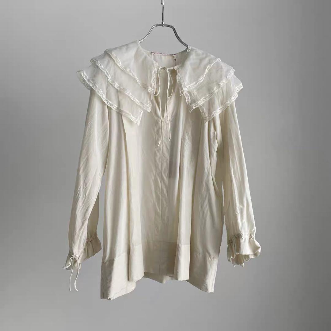 TOWAVASE シルクコットン 3重衿ブラウス/ ivory