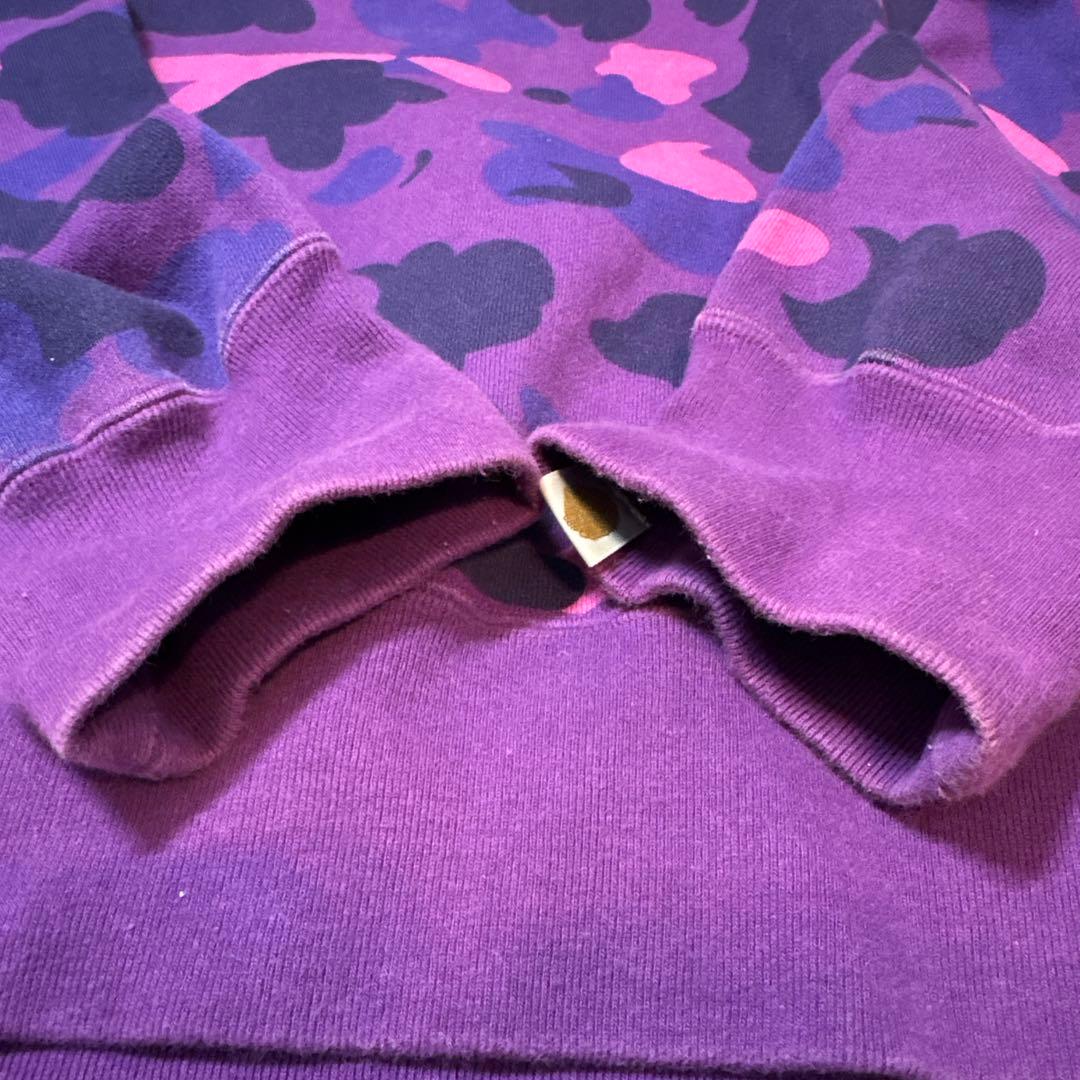 APE ラインストーン 紫 迷彩 スウェット トレーナー　カモ　エイプ