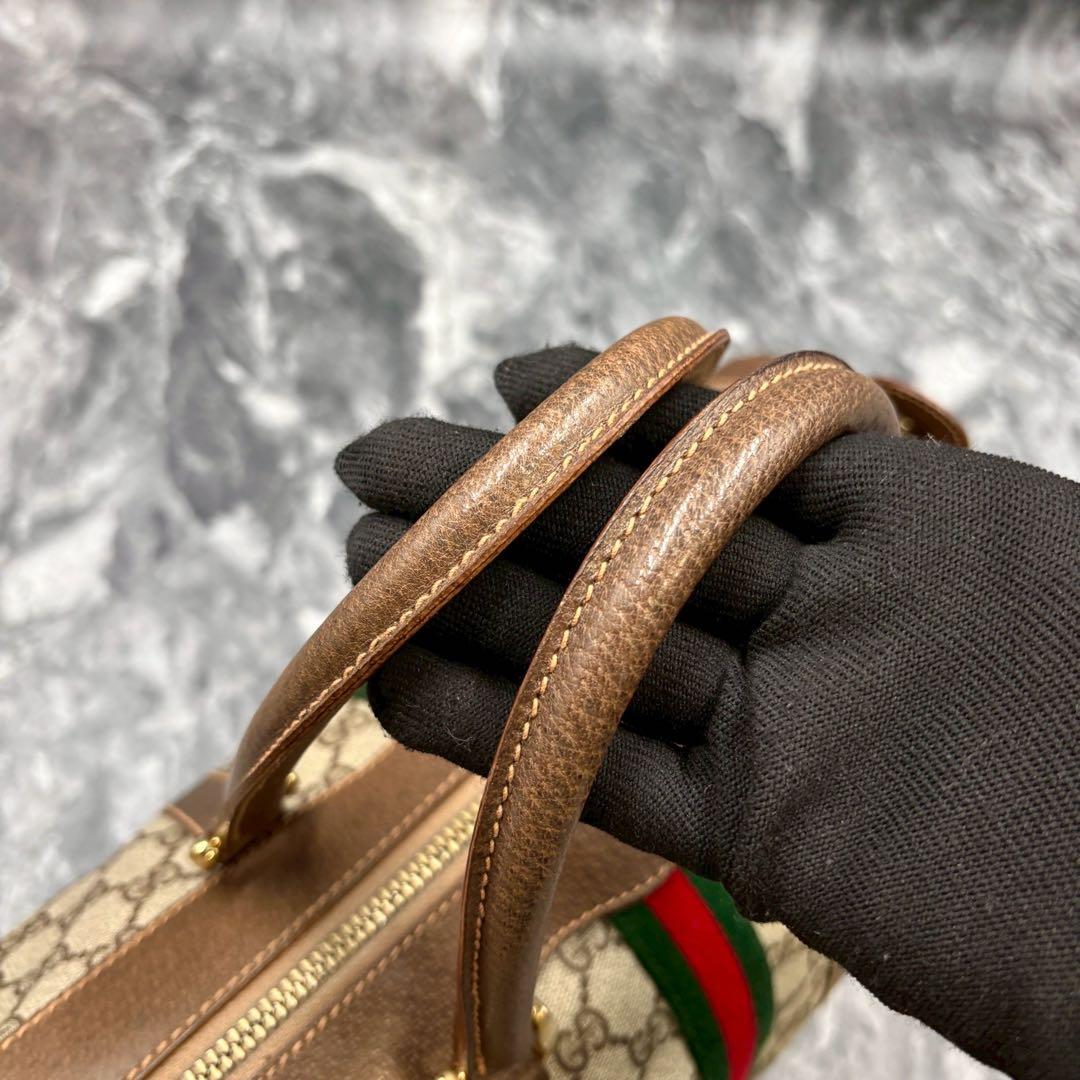 ✨極美品✨GUCCI シェリーライン GG レザー ブラウン ボストンバッグ