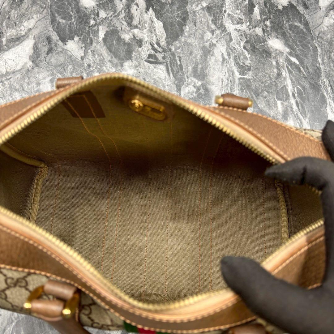 ✨極美品✨GUCCI シェリーライン GG レザー ブラウン ボストンバッグ