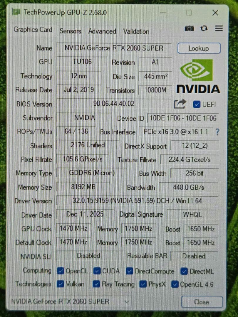 グラフィックボード・グラボ・ビデオカード Palit ETX2060 SUPER