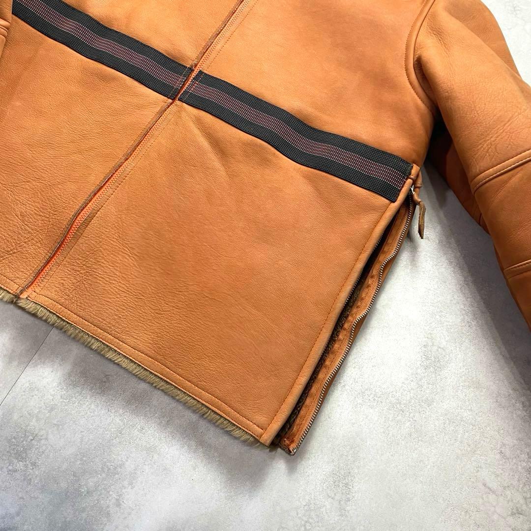 希少XL相当/上野商会 牛革 ムートンジャケット キャメル 本革ライダース