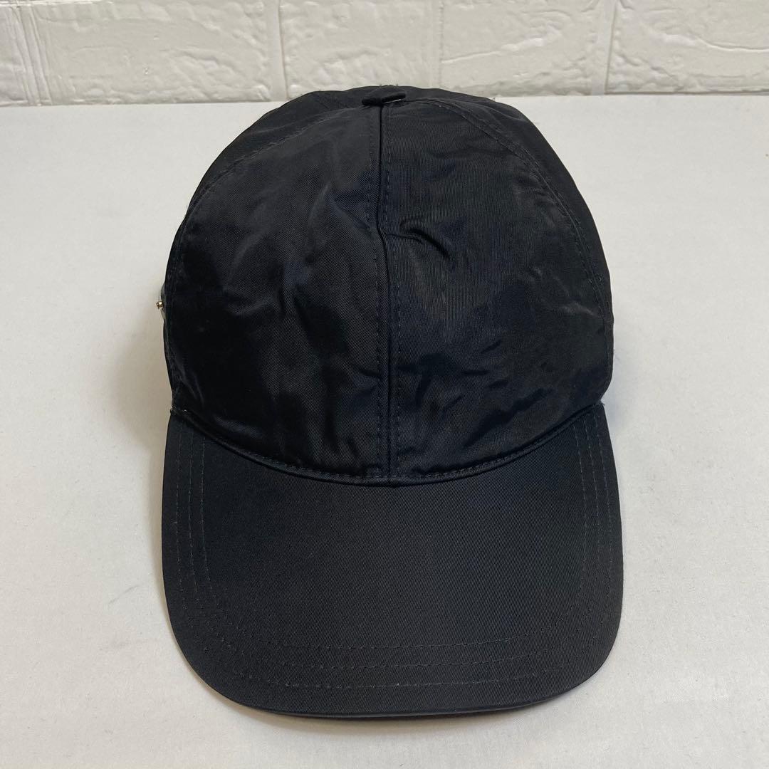 PRADAプラダ　ベースボールキャップ　ブラック　Re-Nylon 三角ロゴ　L