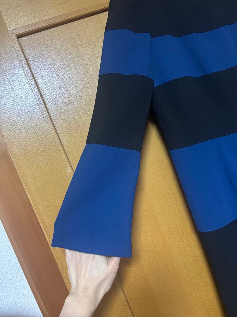 【極美品】JUN ASHIDA 長袖バイカラーワンピース M〜Lサイズ