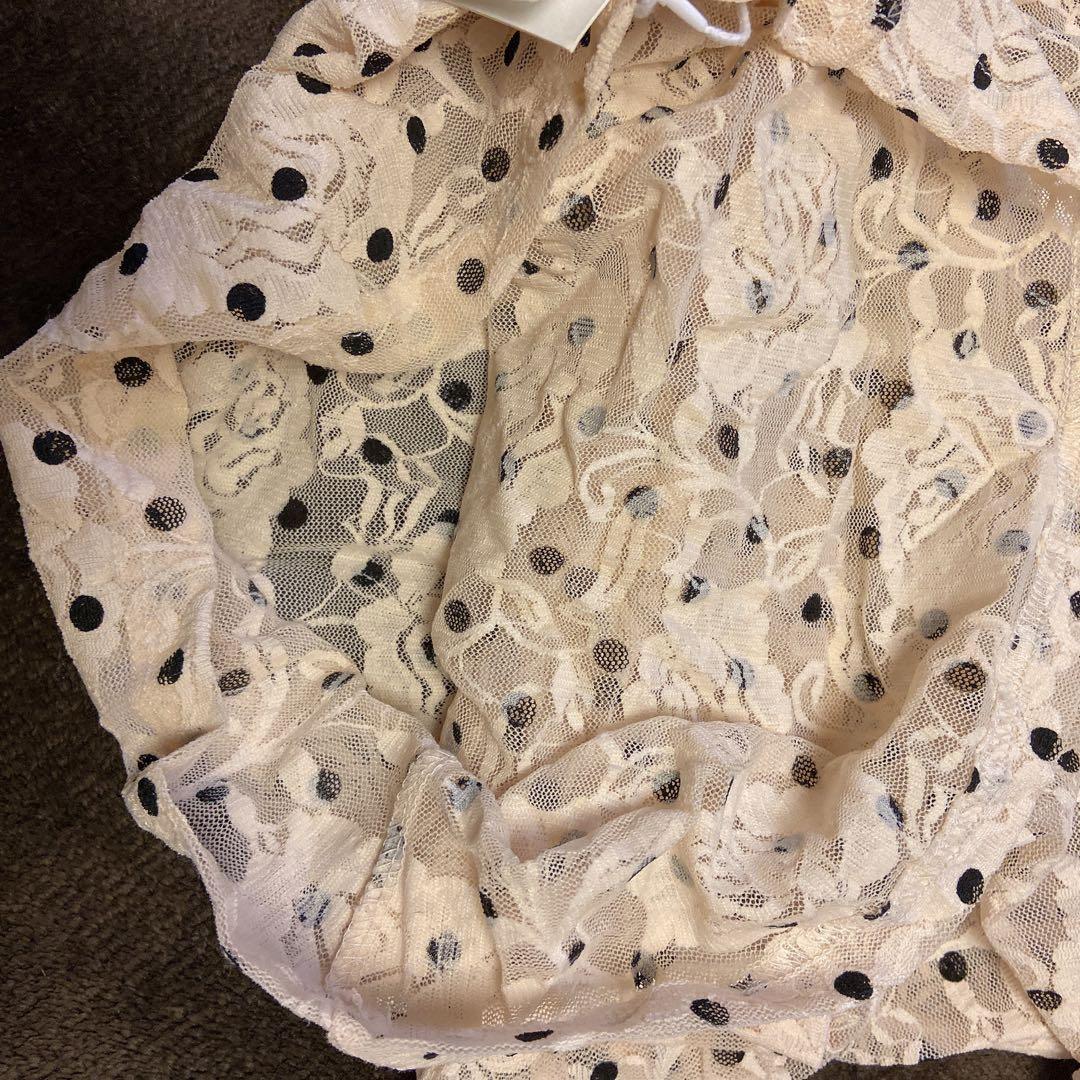 新品 POPPY あさぎーにょ ドット レース シースルートップ 長袖 トップス