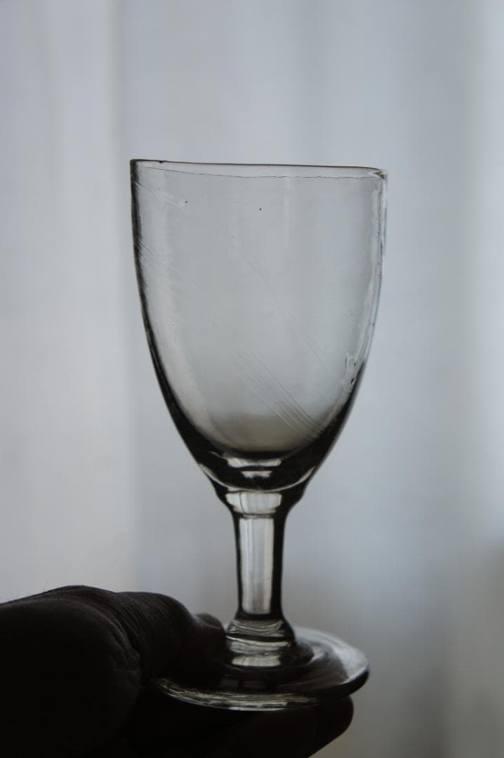 フランスアンティーク　19世紀　ビストログラス　ワイングラス　15cm　2客