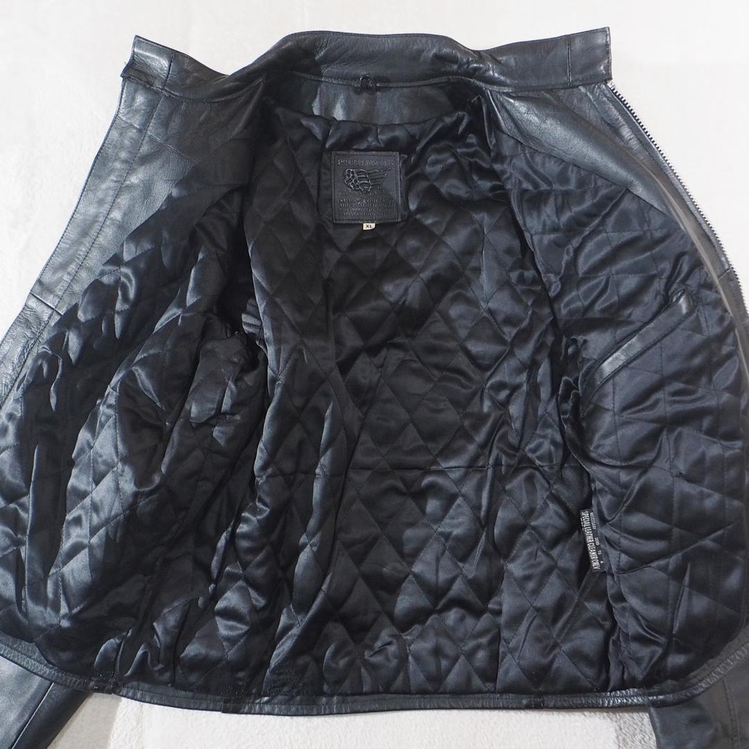アメリカンノスタルジア ライダースジャケット 本革 ブラック 肉厚レザー XL