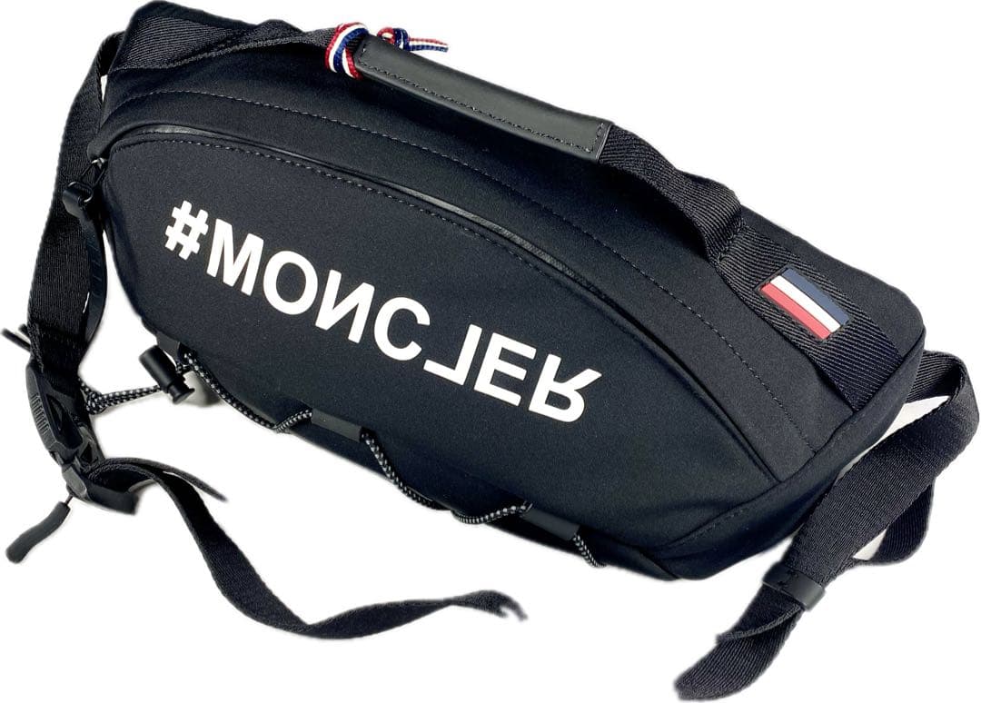 【最高峰ライン/新品】モンクレール ボディバッグ 黒 ビッグロゴ 正規品