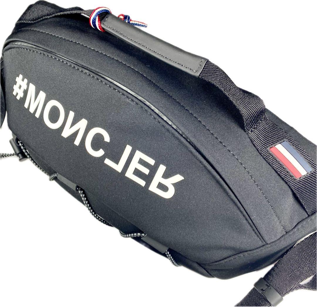 【最高峰ライン/新品】モンクレール ボディバッグ 黒 ビッグロゴ 正規品