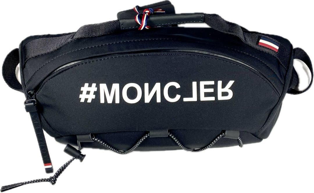 【最高峰ライン/新品】モンクレール ボディバッグ 黒 ビッグロゴ 正規品