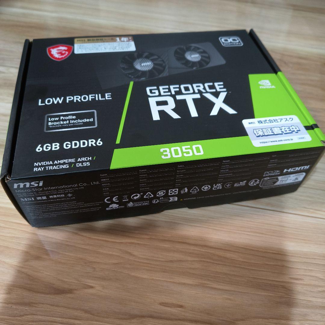 新品未使用・MSI GeForce RTX 3050 6GB GDDR6 OC