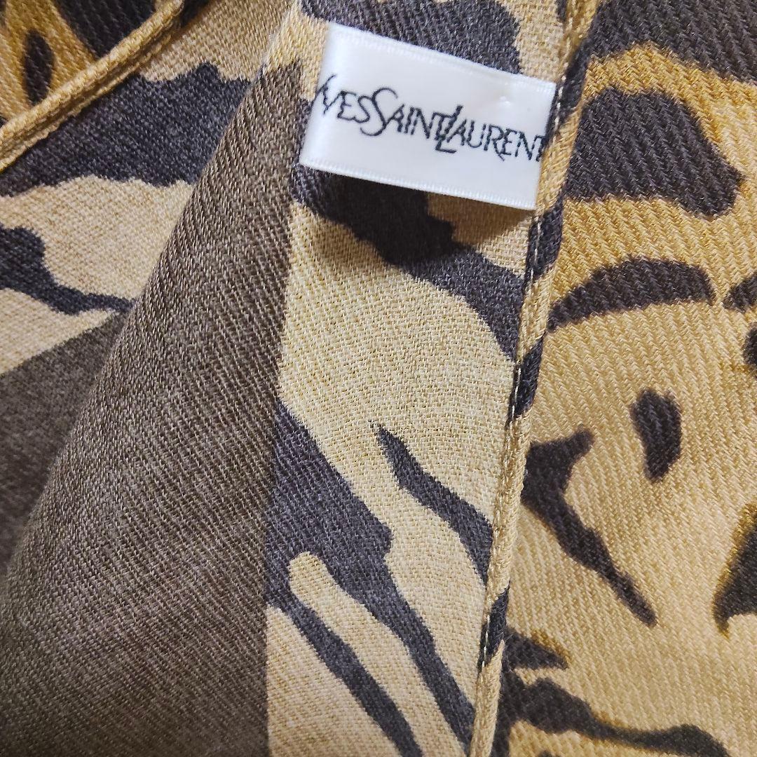 OLD イヴサンローラン ストール 大判 レオパード 虎 トラ タイガー ウール