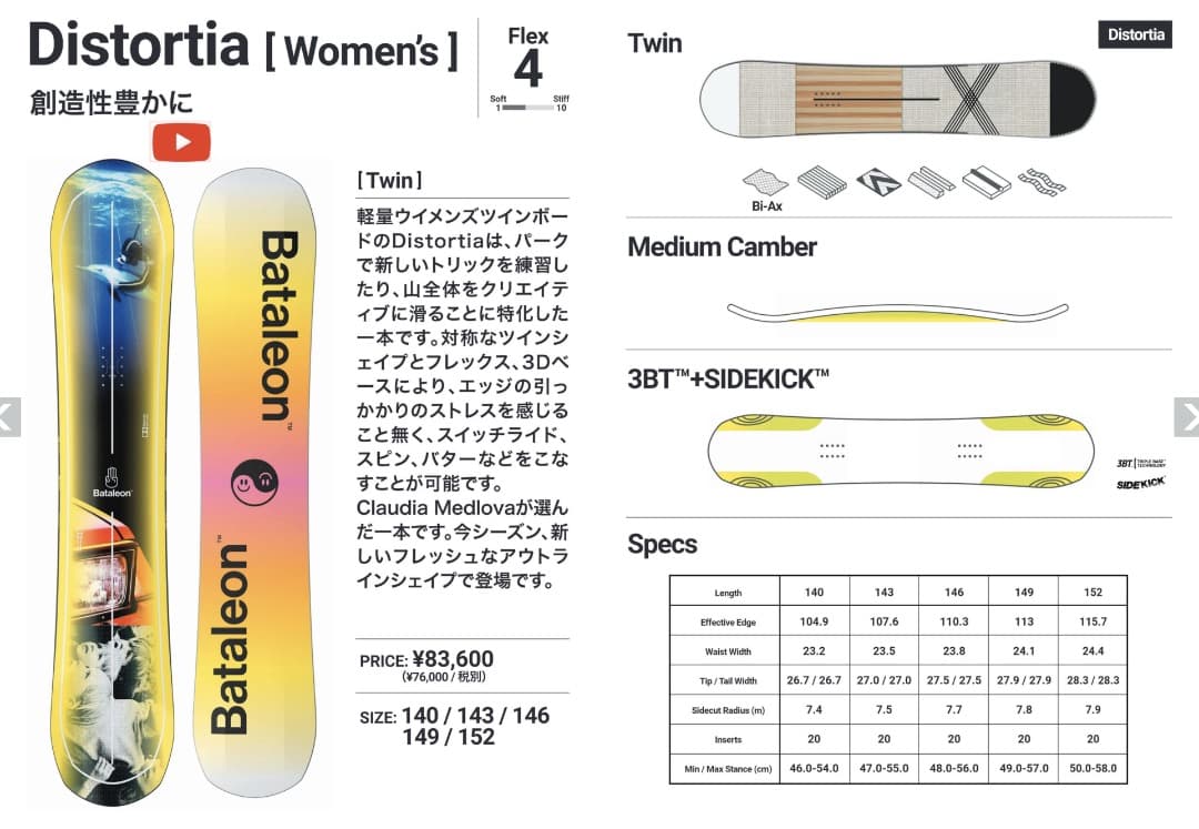 Bataleon Distortia 146cm 23-24 ウィメンズ
