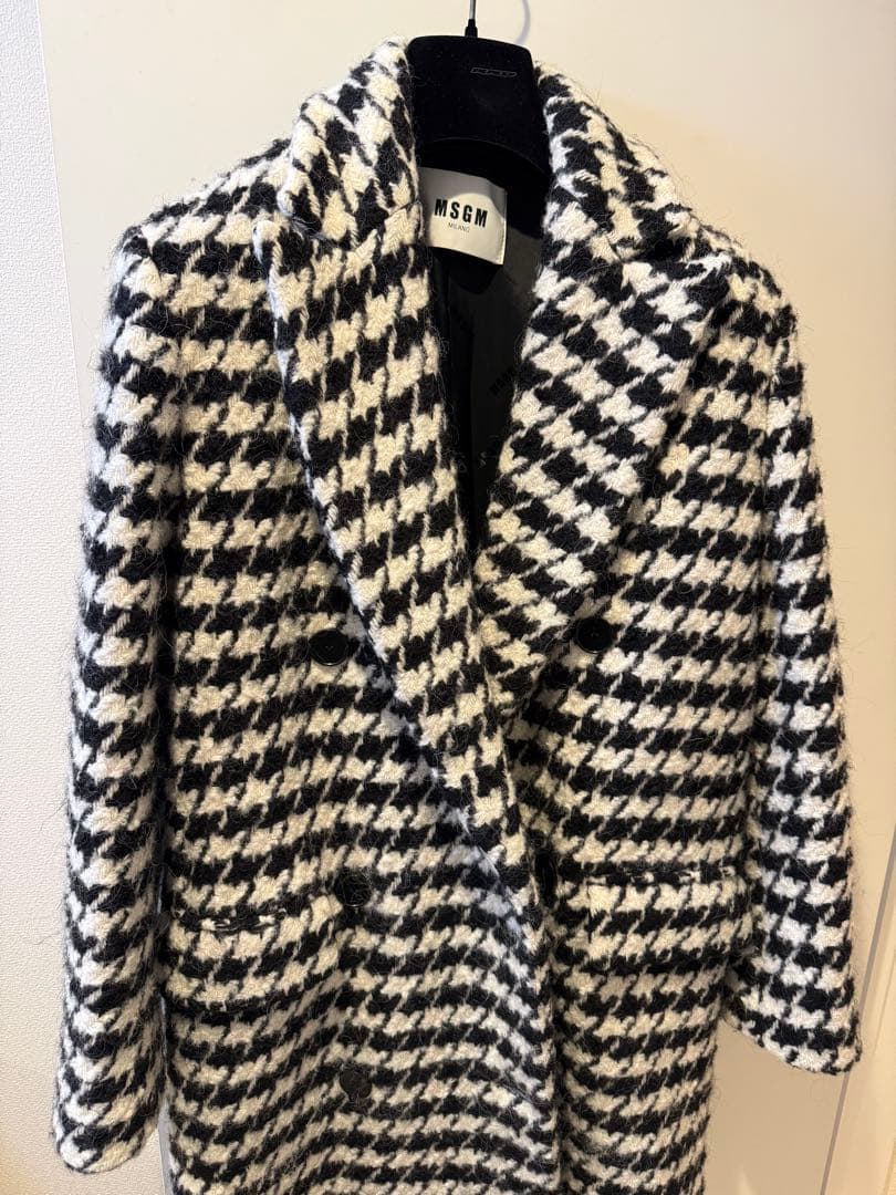 samイタリア製MSGM ハウンドトゥース柄 ロングコート