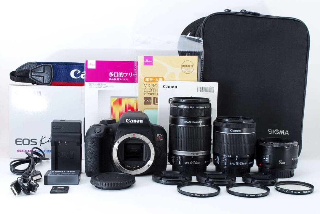 【キャノン】canon kiss x 9i標準&望遠&単焦点トリプルレンズセット