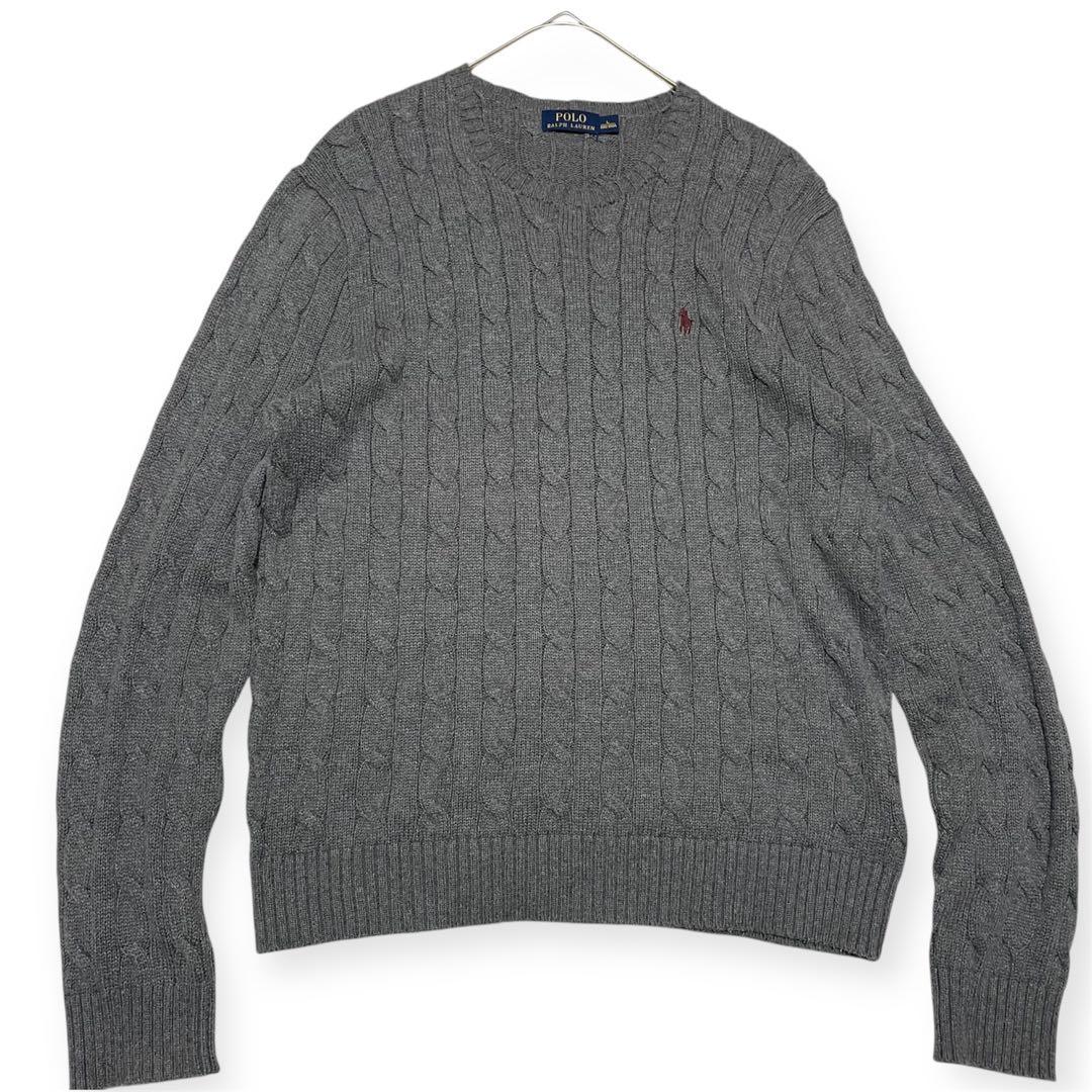 ポロラルフローレン　L ケーブルニット　コットン　ポニー　クルーネック　セーター