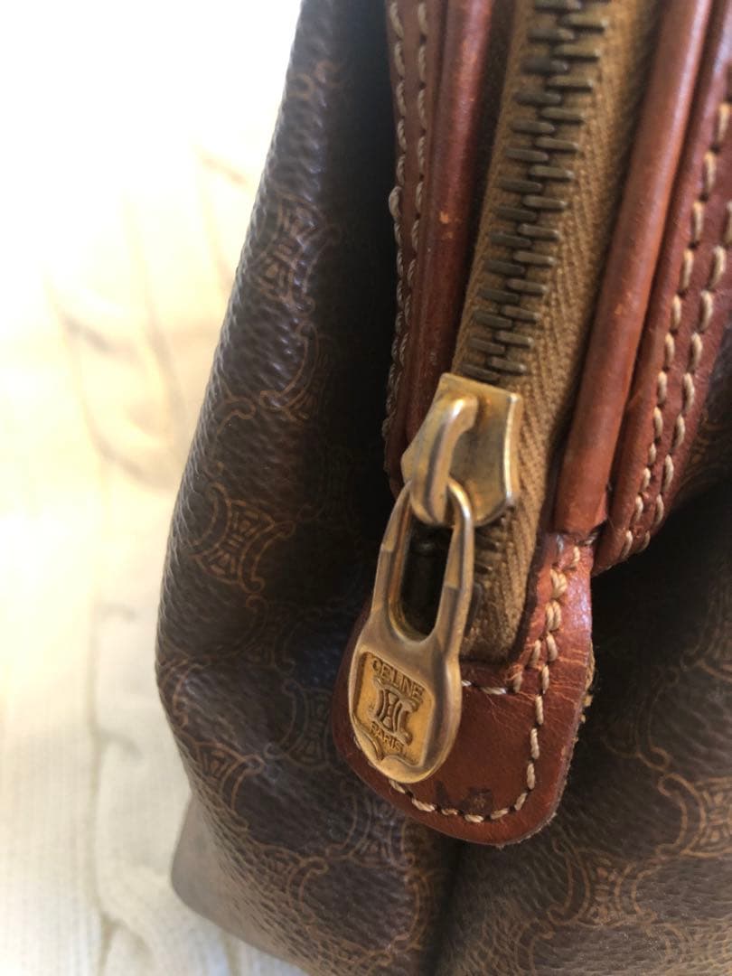 CELINE マカダム柄ポーチ ブラウン