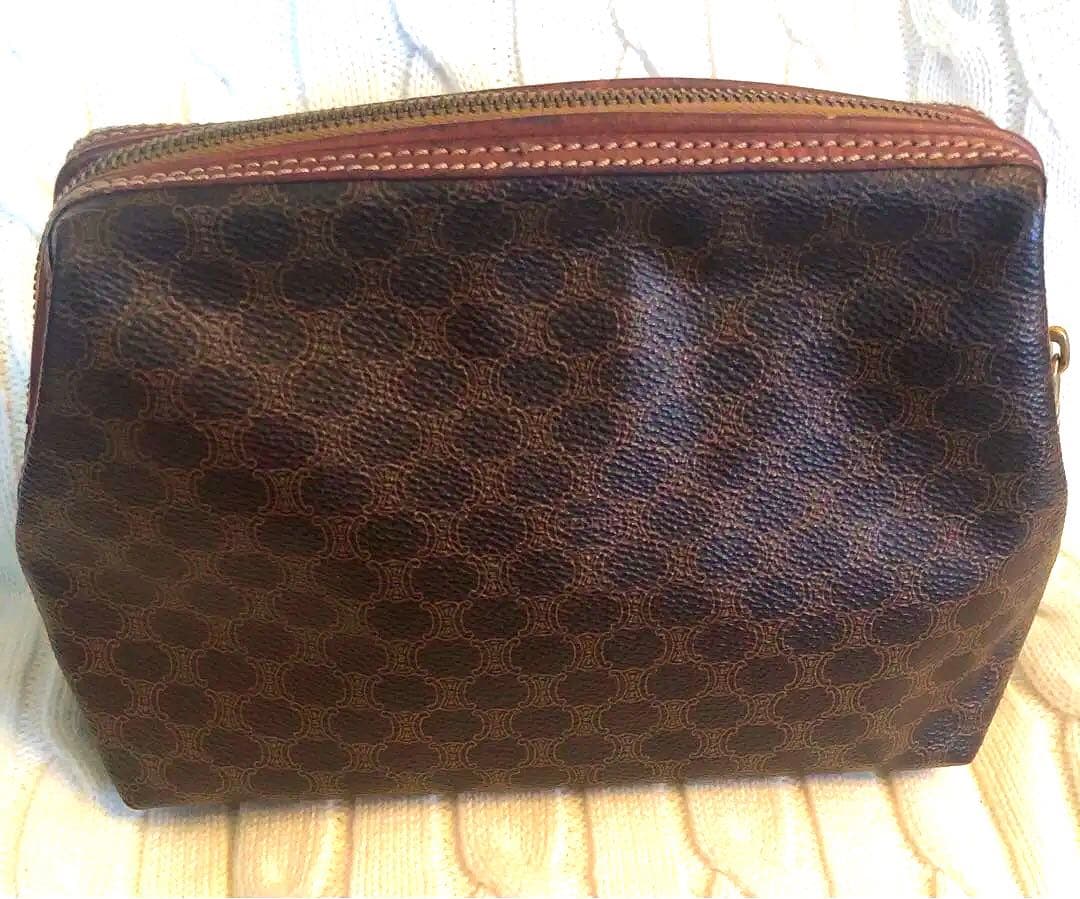 CELINE マカダム柄ポーチ ブラウン