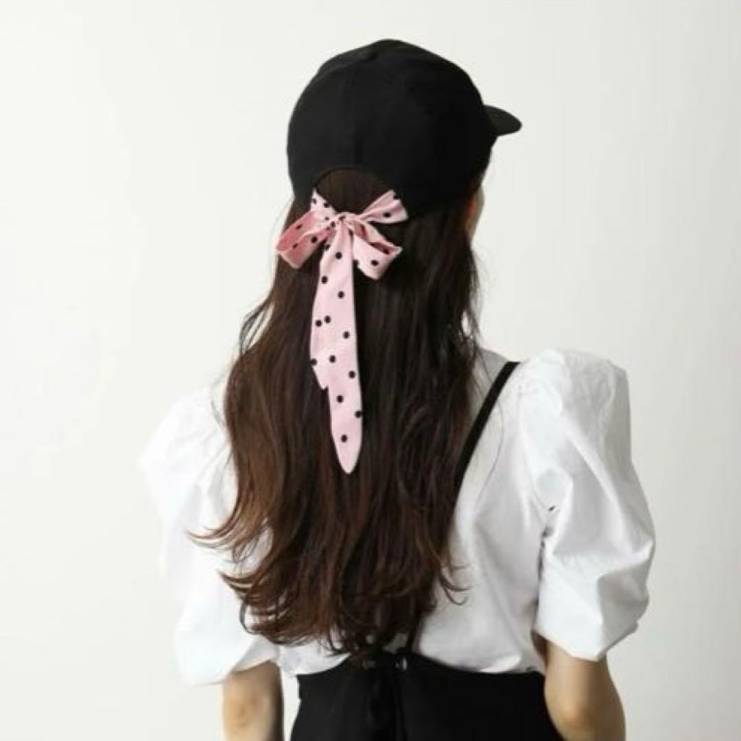 miumiu 2021/22ドット 水玉 ピンクリボン ロゴ 刺繍 キャップ