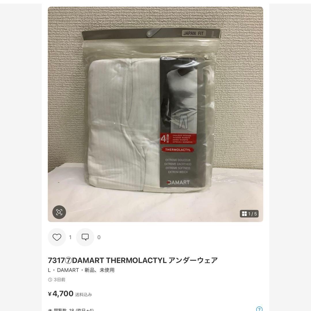 7301⑥【DAMART(ダマール) THERMOLACTYL Lサイズ 】