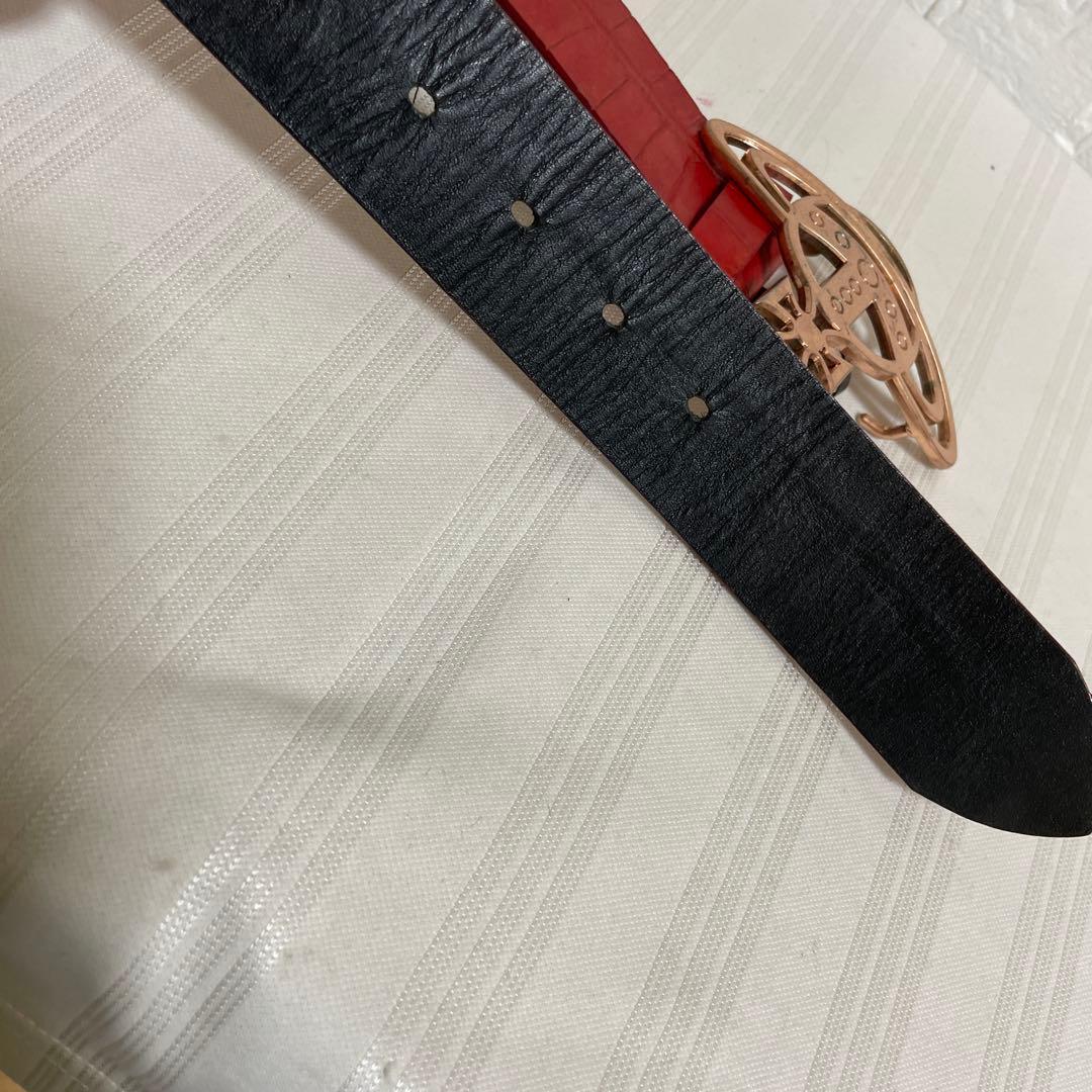 Vivienne Westwood レザーベルト オーブロゴ クロコ型押し