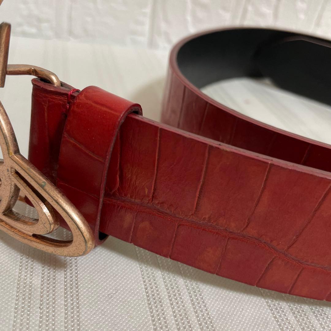 Vivienne Westwood レザーベルト オーブロゴ クロコ型押し