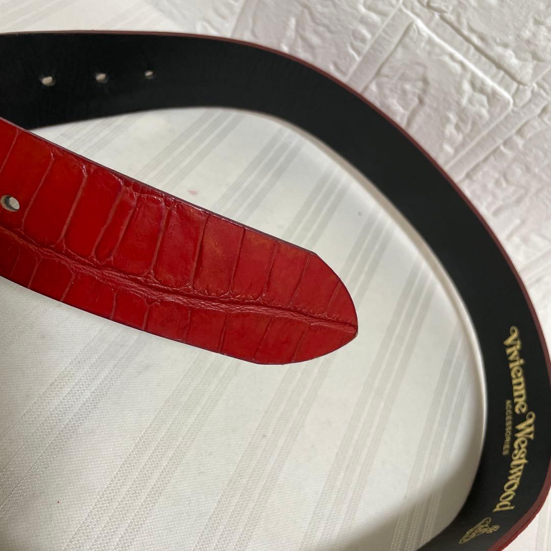 Vivienne Westwood レザーベルト オーブロゴ クロコ型押し