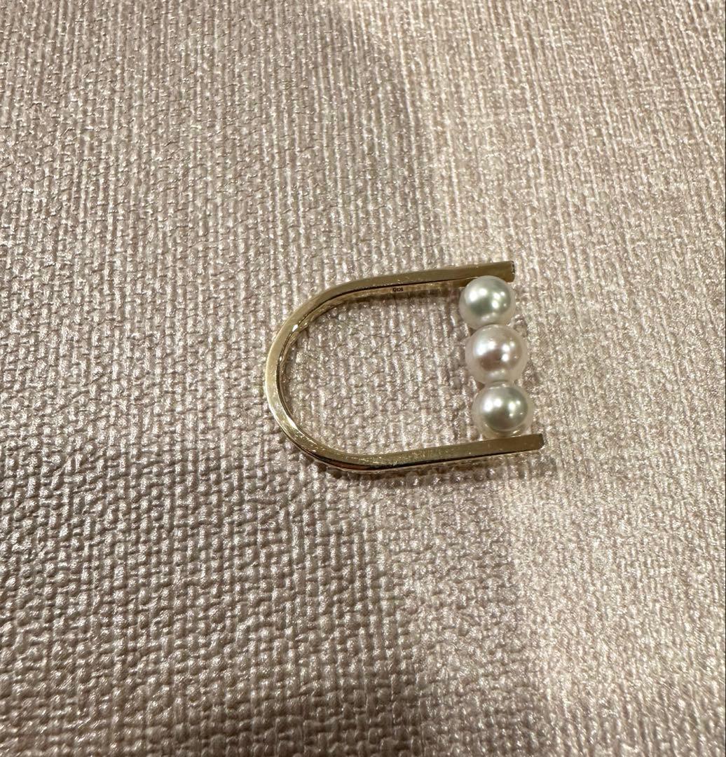 3連 パール ダイヤモンド リング 10K ops toroise トロワゼ11